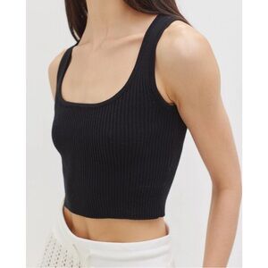 Kathryn Mccarron Bardot Perfect Fit Ribbed Knit Sleeveless Top Small NWT Black